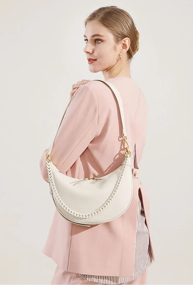 Roma Luxe™ | 100% Genuine Leather Half-Moon Chain Bag